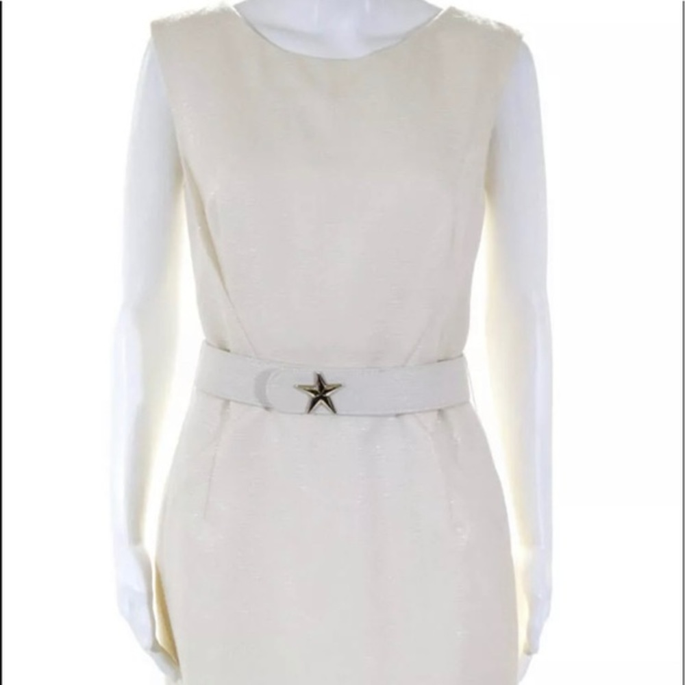 VERSACE Sleeveless Belted Knee Length Wool Dress